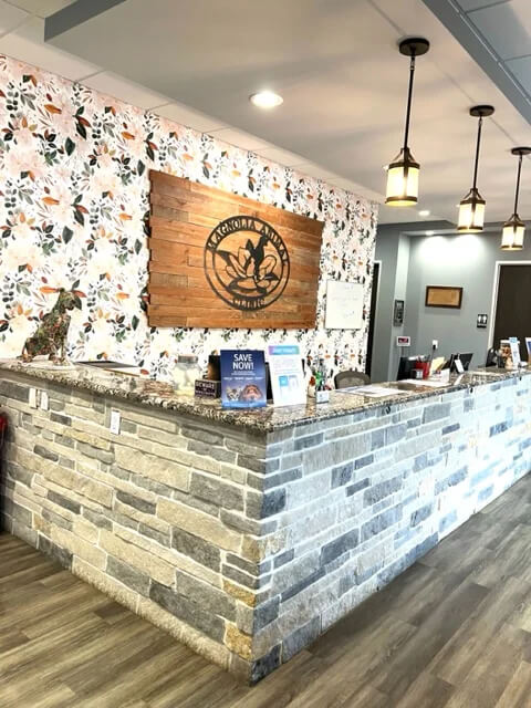 Reception area of the vet practice